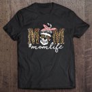 Tadostore Womens Mom Skull Tee, Mom Life Skull Cheetah Print Bandana Tee V-Neck Tee Shirt