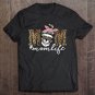Tadostore Womens Mom Skull Tee, Mom Life Skull Cheetah Print Bandana Tee V-Neck Tee Shirt