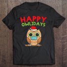 Tadostore Happy Owlidays Owl In Mask Cute Christmas Quarantine Gift Tee Shirt