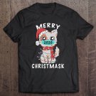 Tadostore Merry Christmask 2020 Funny Quarantine Cat Wearing Face Mask Tee Shirt