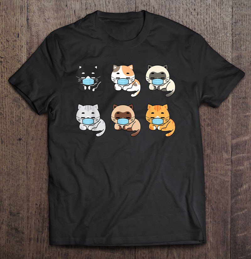 Tadostore Cat Face Mask, Cute Pet Cats Lovers Gift Quarantine Cat Tee Shirt