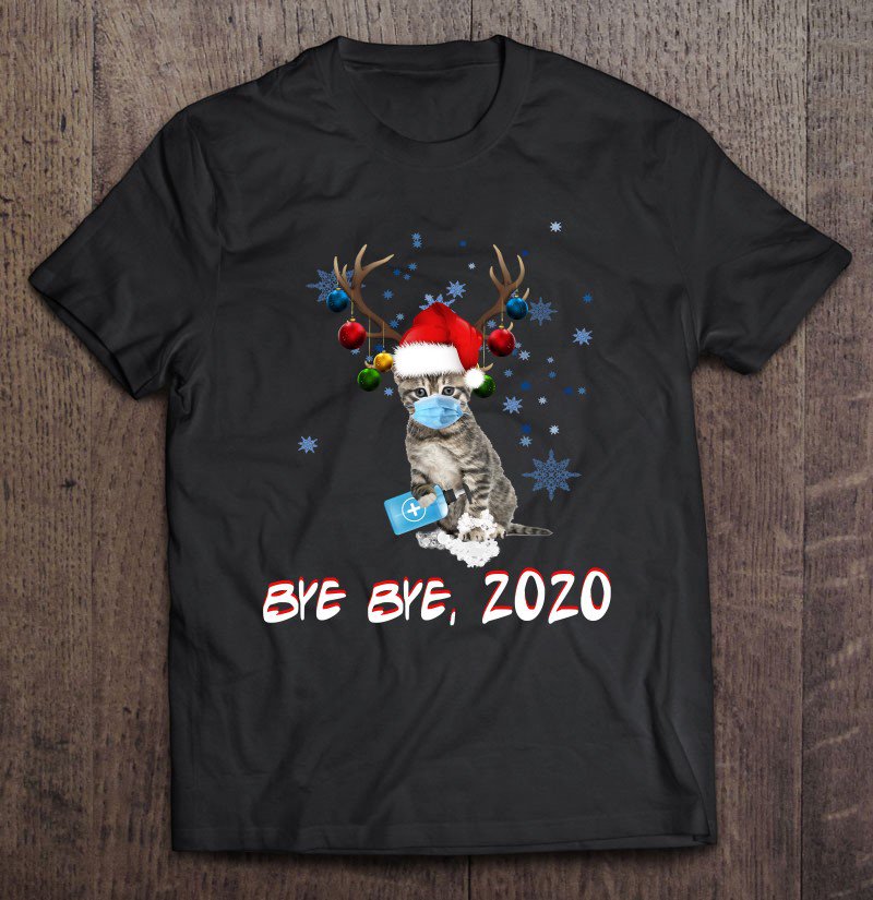Tadostore American Polydactyl Cat Bye Bye 2020 Christmas New Year Gift Tee Shirt