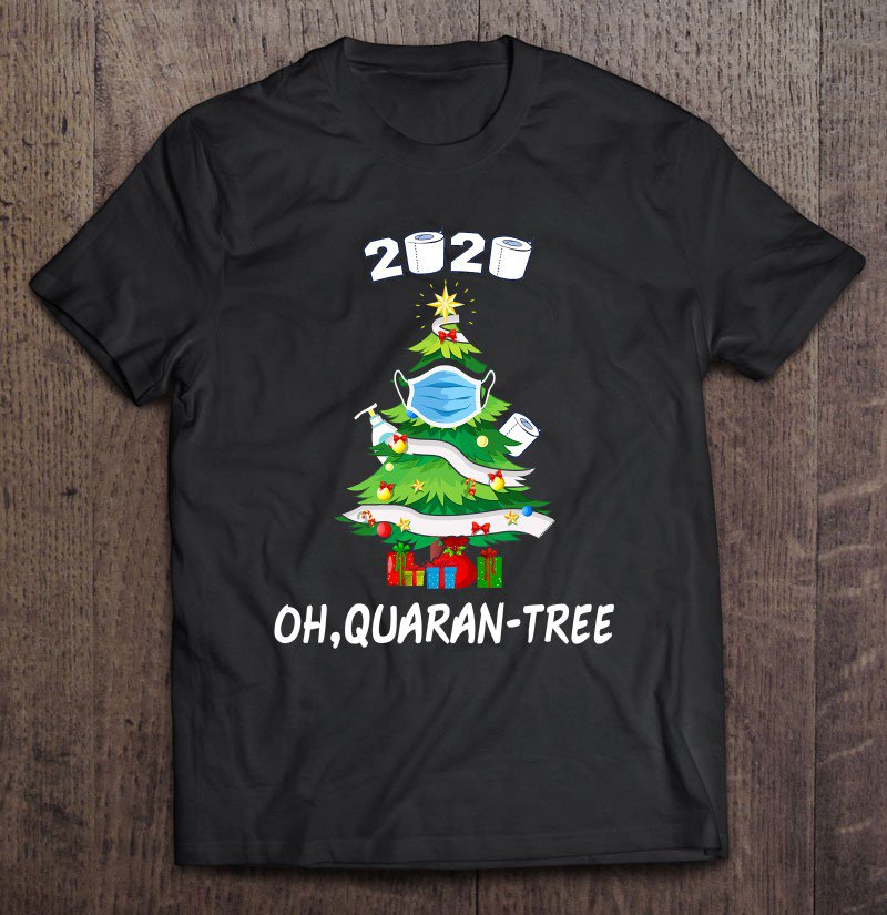 Tadostore 2020 Funny Quarantine Christmas Tree Ornament Mask Gift Men Tee Shirt