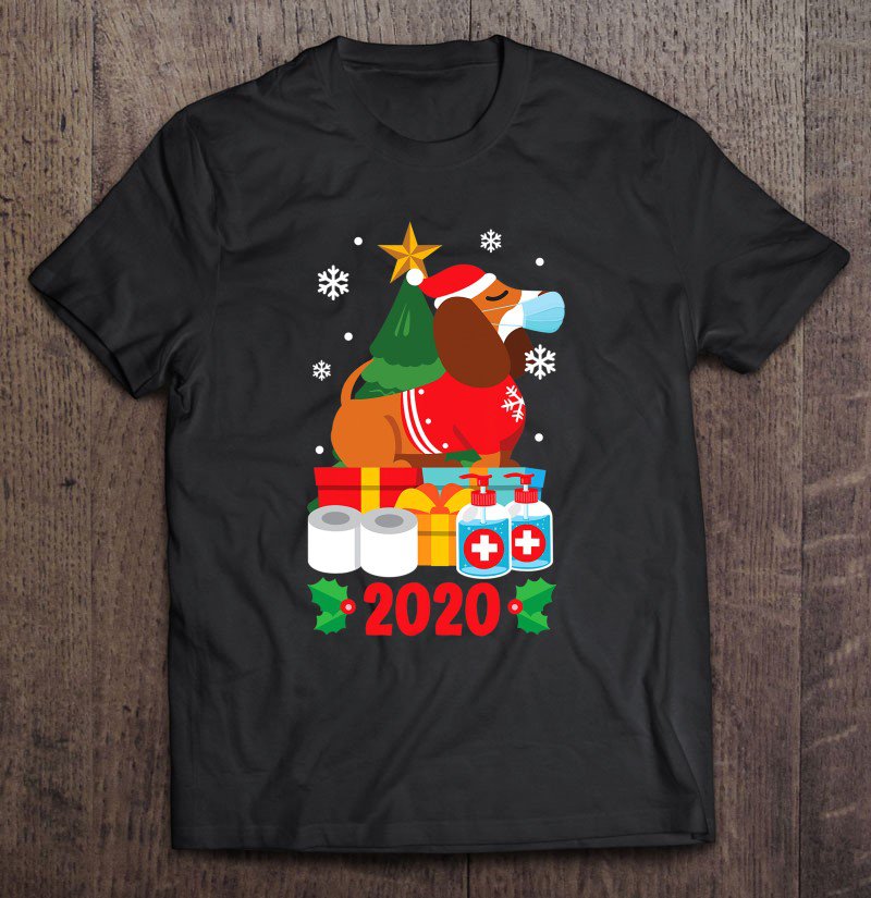 Tadostore Dachshund Face Mask Funny Christmas Pajama For Family Tee Shirt