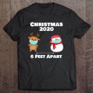 Tadostore Funny Quarantine Christmas Shirt 6 Feet Apart Snowman & Deer Tee Shirt