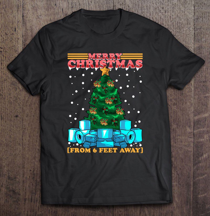 Tadostore Funny Christmas Tree Santa Quarantine Social Distance Gift Tee Shirt