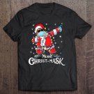 Tadostore Womens Black African American Christmas Dabbing Santa Wearing Mask Tee Shirt