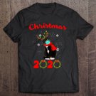 Tadostore Funny Reindeer Tuxedo Cat Wears Mask Merry Christmas Pajama Tee Shirt