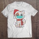 Tadostore Cute Cat Face Mask Christmas Light & Scarf Funny Cat Lover Tee Shirt