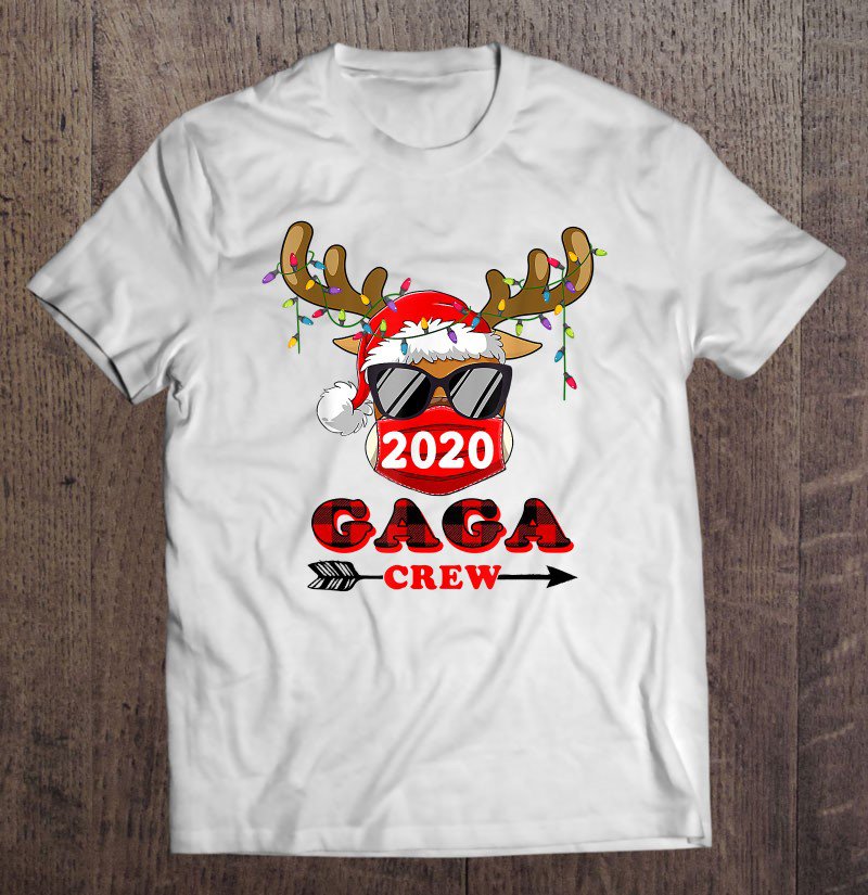 Tadostore Gaga Crew Red Plaid Reindeer With Face Mask Christmas 2020 Ver2 Tee Shirt