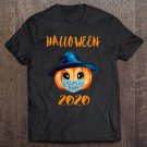 Tadostore Womens Cute Pumpkin Face Mask Stay 6 Feet Quarantine Halloween 2020 V-Neck Tee Shirt