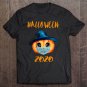 Tadostore Womens Cute Pumpkin Face Mask Stay 6 Feet Quarantine Halloween 2020 V-Neck Tee Shirt
