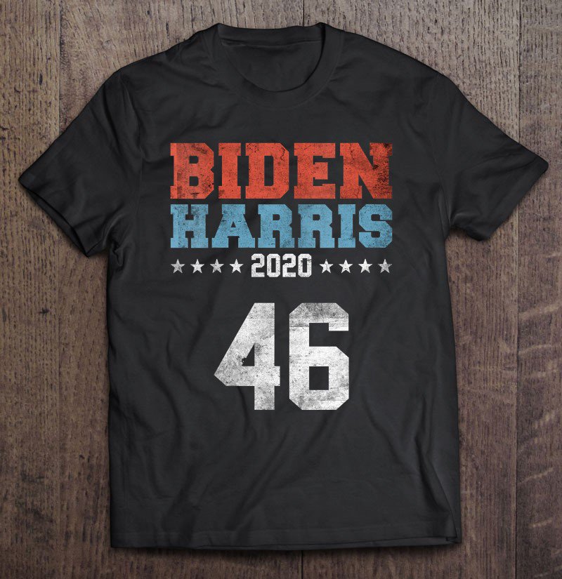 Tadostore Womens Biden Harris 2020 Distressed Jersey Style 46 President Tee Shirt