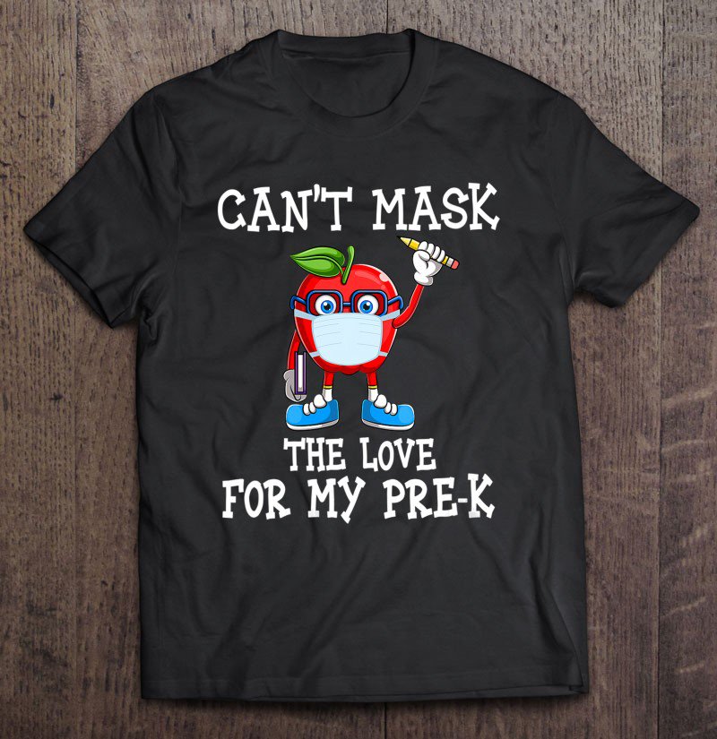 Tadostore Womens Can't Mask The Love For My Pre-K Teacher Gift Tee Shirt