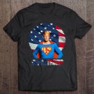 Tadostore Trump Cartoon Super Trump Hero And American Flag Tee Shirt