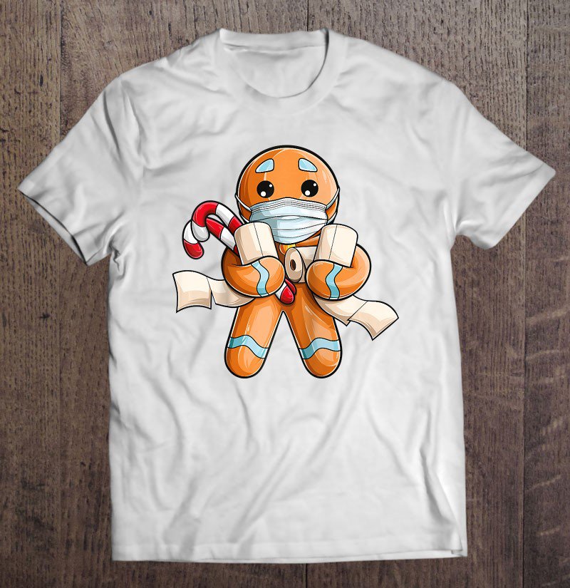 Tadostore Gingerbread Face Mask Christmas 2020 Quarantine Pajamas Gift Raglan Baseball Tee Tee Shirt