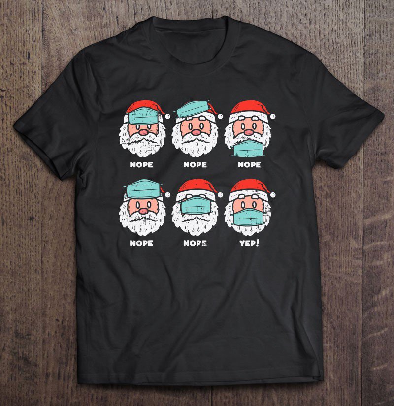 Tadostore Santa Face Mask Funny Christmas Xmas Quarantine Pajamas Tee Shirt
