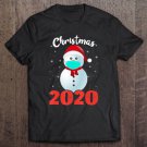 Tadostore Merry Christmas 2020 Snowman In Mask Pajama Snowflakes Xmas Tee Shirt