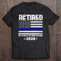 Tadostore Retired Thin Blue Line Trump 2020 American Flag Vintage Tee Shirt