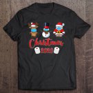 Tadostore Santa Snowman And Reindeer Wearing Mask Quarantine Christmas Tee Shirt