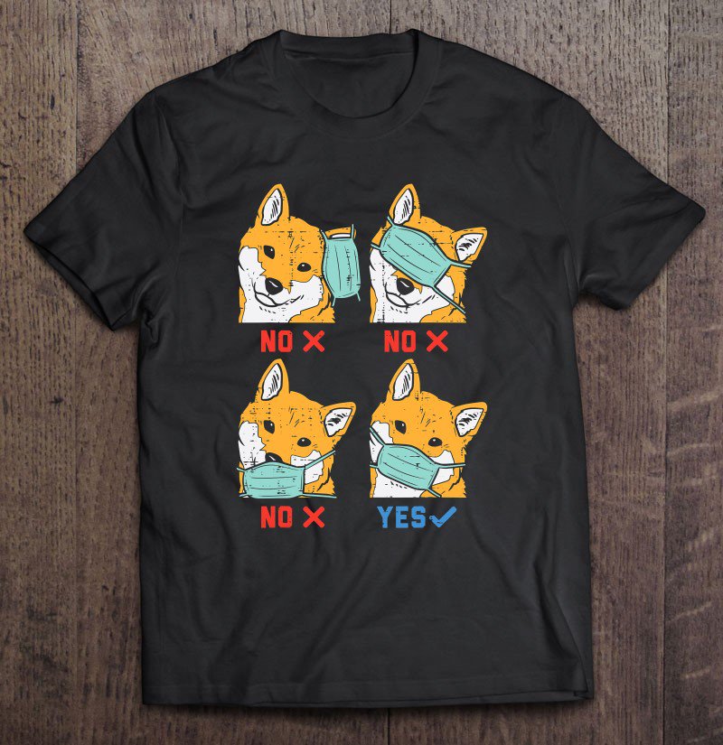 Tadostore Shiba Inu Face Mask Funny Japanese Dog Akita Doge Meme Gift Tee Shirt