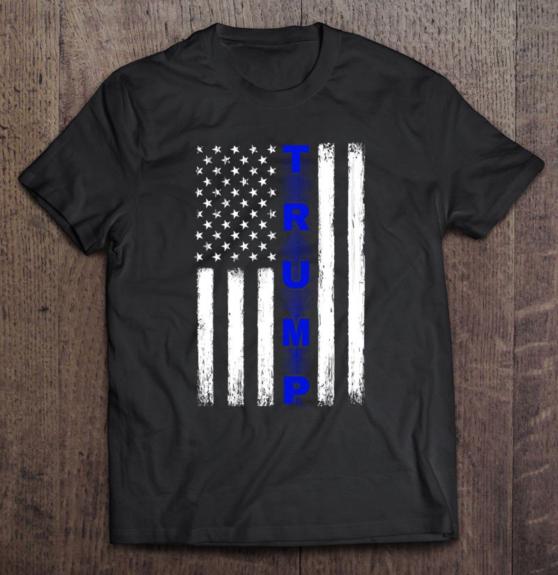 Tadostore Thin Blue Line Trump Usa Flag - Support Cops And Trump 2020 Ver2 Tee Shirt