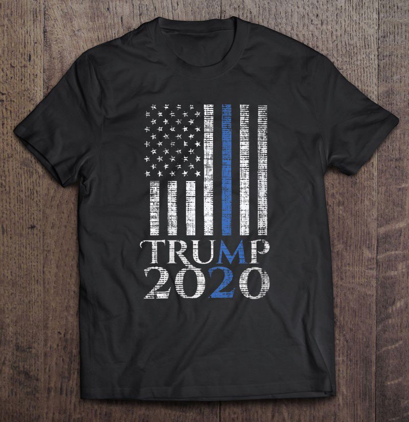 Tadostore Womens Thin Blue Line Trump 2020 American Flag Police Usa Election Tee Shirt