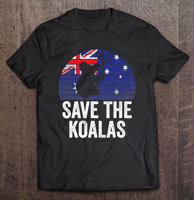 Tadostore Save The Koalas Retro Sunset - Australia Flag Koala Lovers Tee Shirt