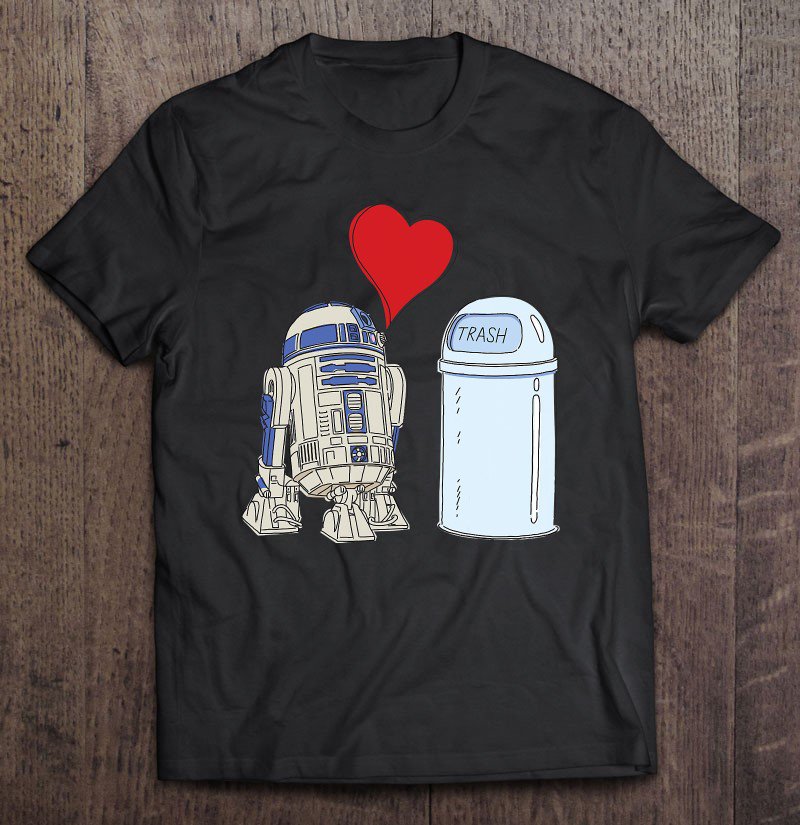 Tadostore Star Wars R2-D2 Loves Trash Can Tee Shirt