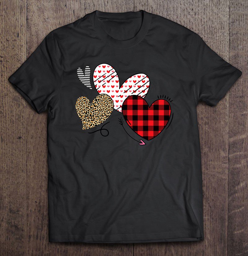 Tadostore Hearts And Arrows Leopard Plaid Valentines Day Shirts Women Tee Shirt