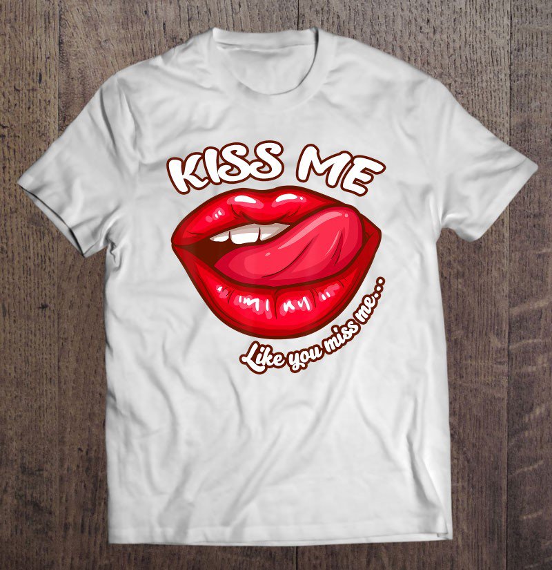 Tadostore Red Lips Kiss Me Cherry Lips Valentines Day Tshirt For Women Tee Shirt