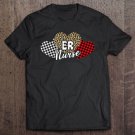 Tadostore Three Hearts Leopard Buffalo Plaid Er Nurse Valentine's Day Tee Shirt