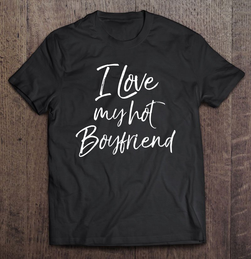Tadostore Womens Cute Girlfriend Gift From Boyfriend I Love My Hot Boyfriend V-Neck Tee Shirt