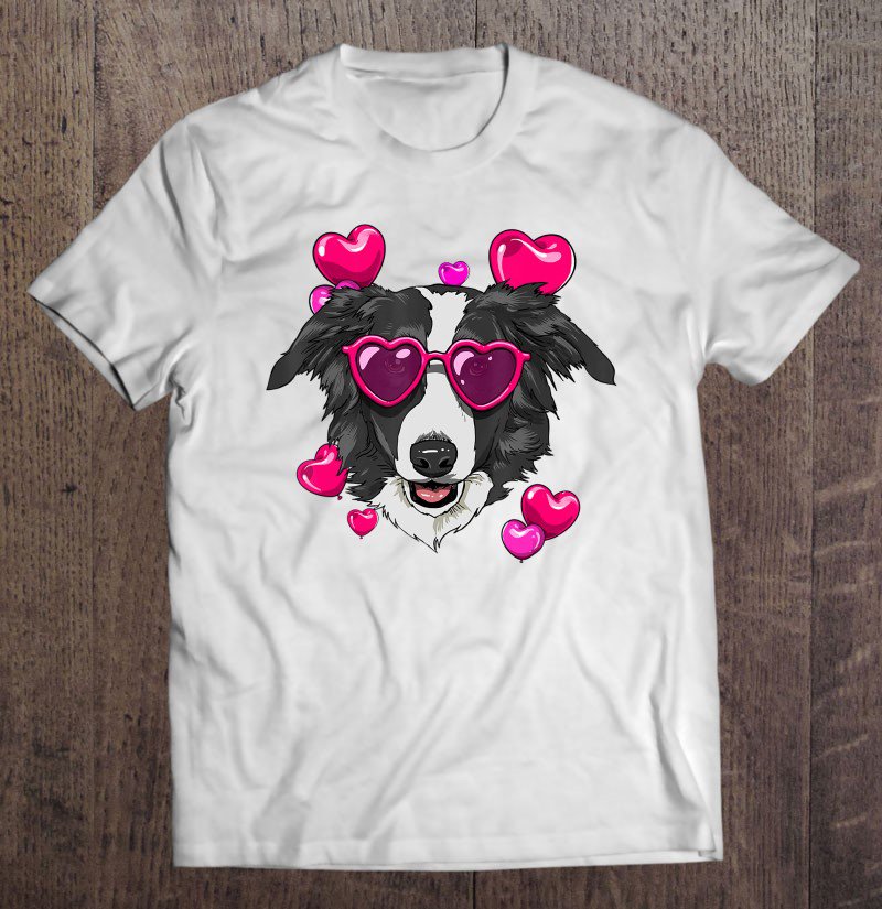 Tadostore Border Collie Valentines Day Shirt Heart Dog Lover Gift Tee Shirt