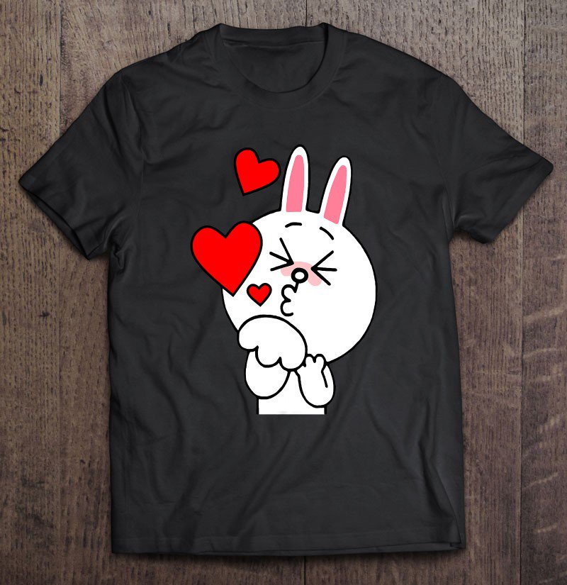 Tadostore Cute Cony Bunny Rabbit Brown Bear Lover Blowing Kisses Kiss Tee Shirt