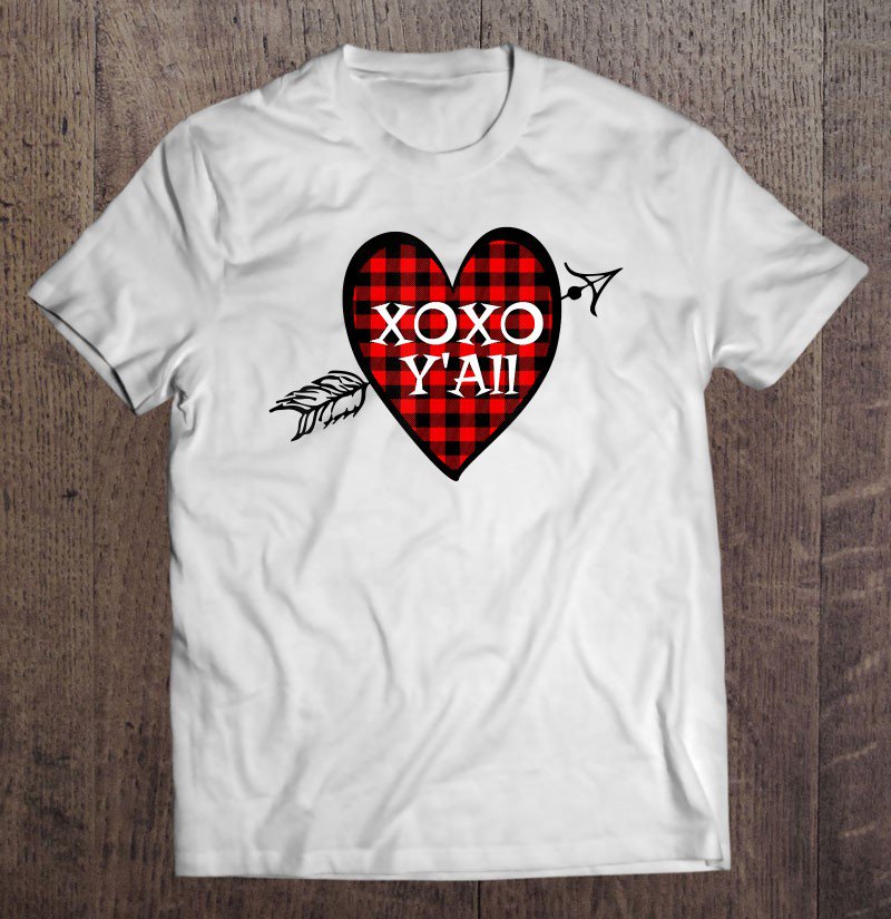 Tadostore Valentine's Day Red Buffalo Plaid Love Heart Top Her Tee Shirt