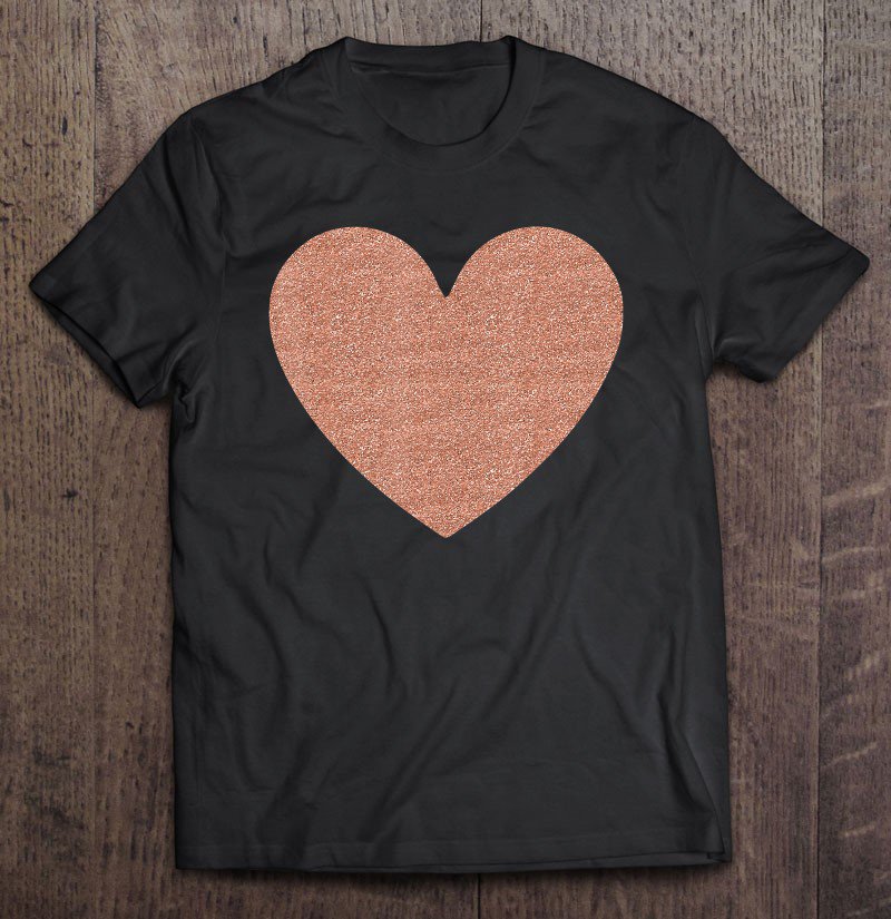 Tadostore St Valentine's Day Faux Rose Gold Heart Tee Shirt