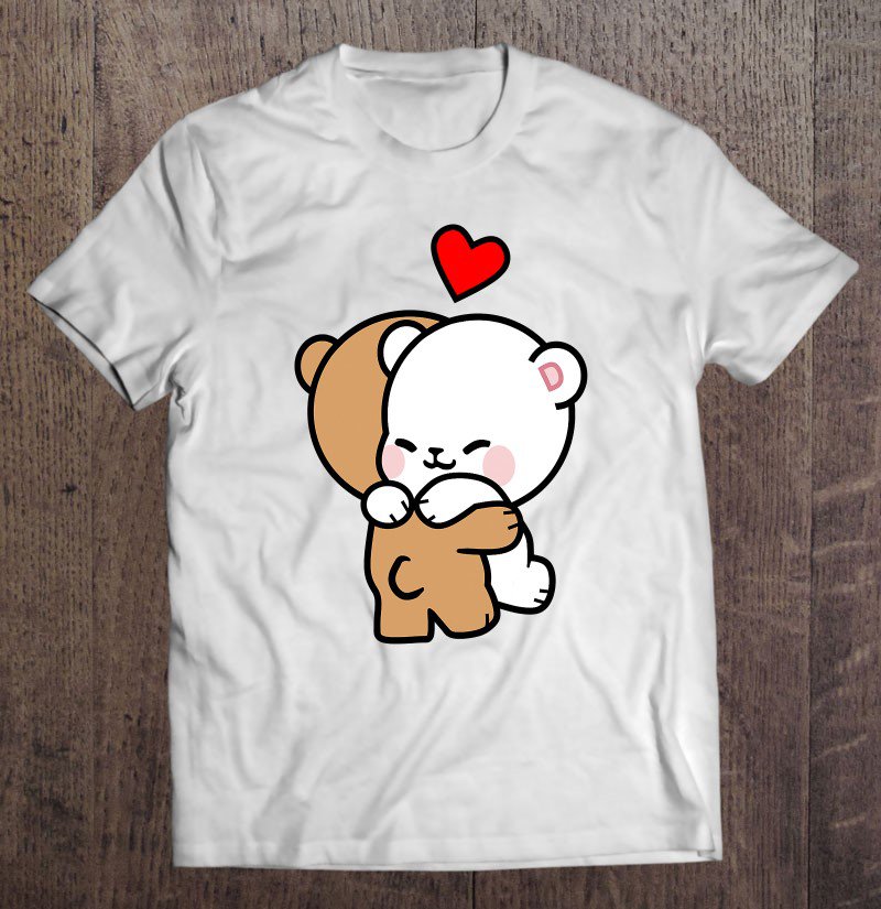 Tadostore Milk Mocha Bear Safe In His Arms Love Hug Kiss Valentines Tee Shirt