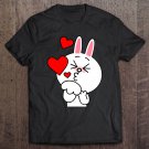 Tadostore Cute Cony Bunny Rabbit Brown Bear Lover Blowing Kisses Kiss Pullover Tee Shirt