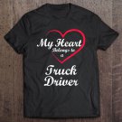 Tadostore Womens My Heart Belongs To A Truck Driver Valentine's Day Tee Shirt