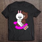 Tadostore Brown Bear Cony Bunny Rabbit Valentines Two Hearts As One Tee Shirt