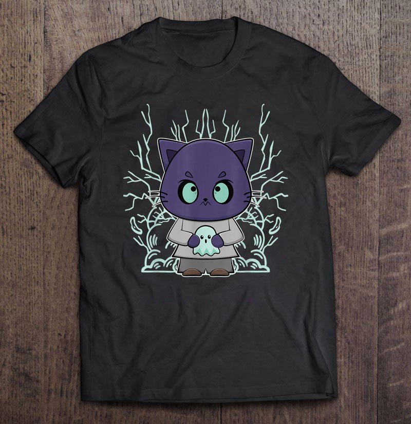 Black Cat And Halloween Monster Ghost For Horror Fans Unisex T Shirt