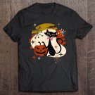 Black Cat And Pumpkin Atomic Retro Halloween Unisex T Shirt