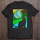 Black Cat Earth Day Retro Kitten Lover Environmentalist Unisex T Shirt