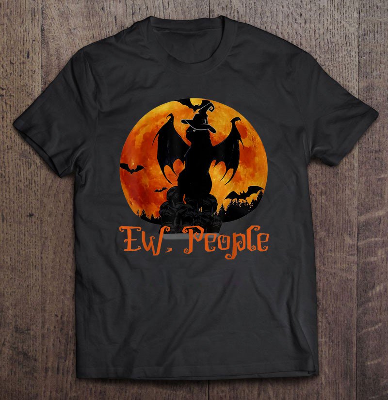Black Cat Ew People Halloween Moon Scary Unisex T Shirt