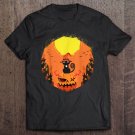 Black Cat Sitting On Pumpkin Surrounded By Haunted Houses Shirt For Men And Women