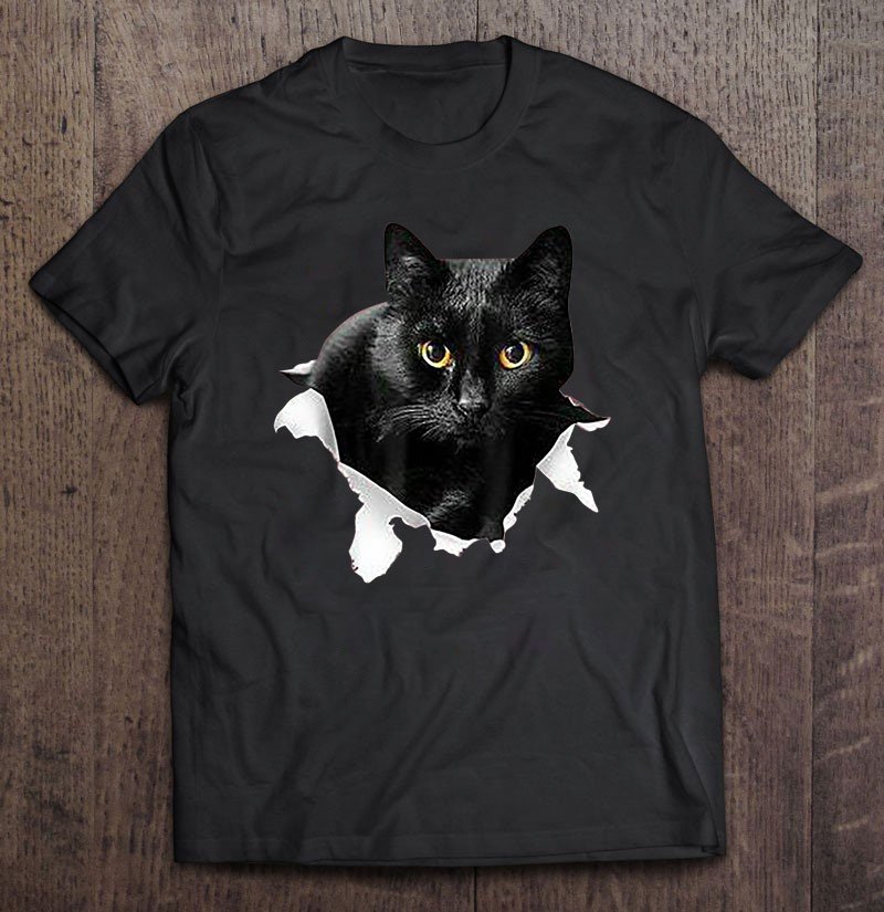 Black Cat Torn Cloth For Cat Lover Cat Dad Cat Mom Shirt For Men And Women