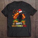 Black Cat Turkey Santa Hat Pumpkin Happy Hallothanksmas Shirt For Men And Women