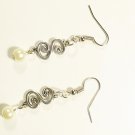 Long Earrings with White Pearls