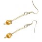 Long Silver Earrings with Brown Pearls